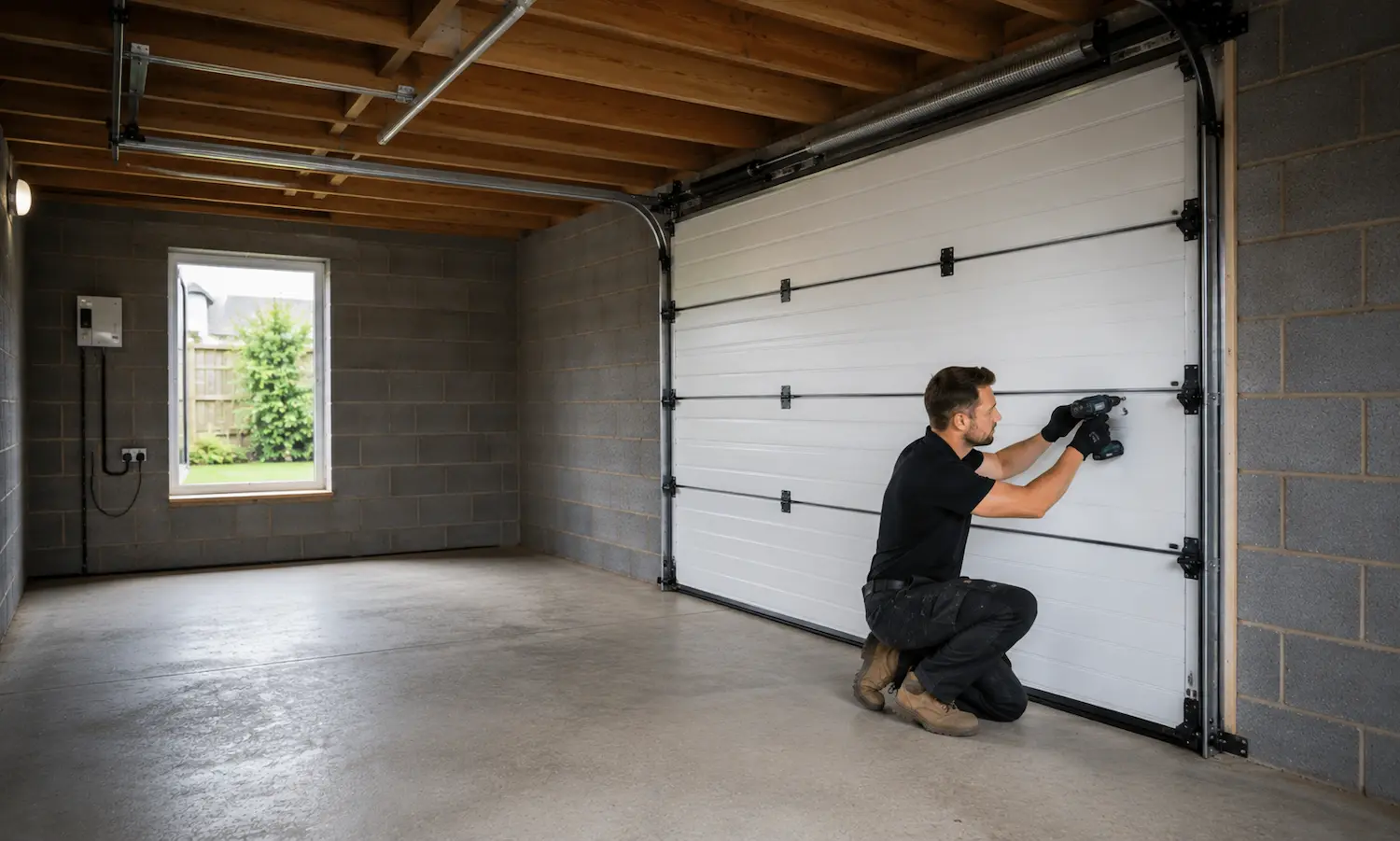 Professional electric garage door installation by a garage door specialist